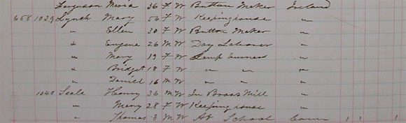 Eugene Lynch, 1876 Waterbury City Census